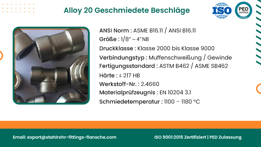 Alloy 20 geschmiedete Beschläge