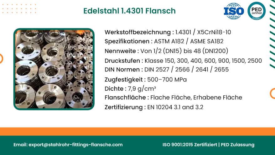 Edelstahl 1.4301 Flansch