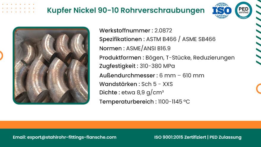 Kupfer Nickel 90-10 Rohrverschraubungen