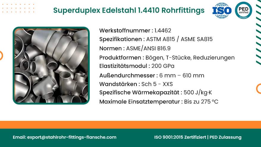 Superduplex Edelstahl 1.4410 Rohrfittings